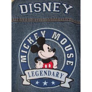 Disney Mickey Mouse Faux Fur Lined Embroidered Denim Jacket Size XL Legendary